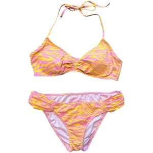 Victoria's Secret Pink and Yellow zebra Bikini